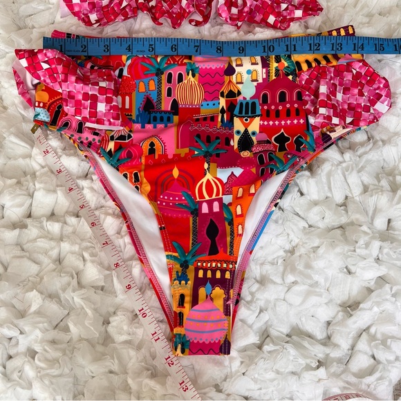 NWT Women High Waisted Swimsuit Ruffle V Neck Bikini Two Pieces Swimwear SIZE L - Picture 10 of 17